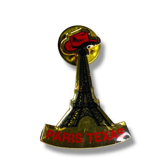 Vintage Paris Texas Lapel Pin Goldtone 1.25" - Picture 1 of 5